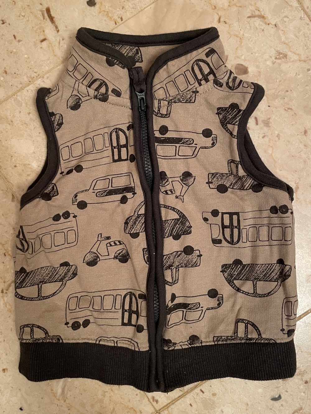 Carter's Beige and Black Car-Print Vest